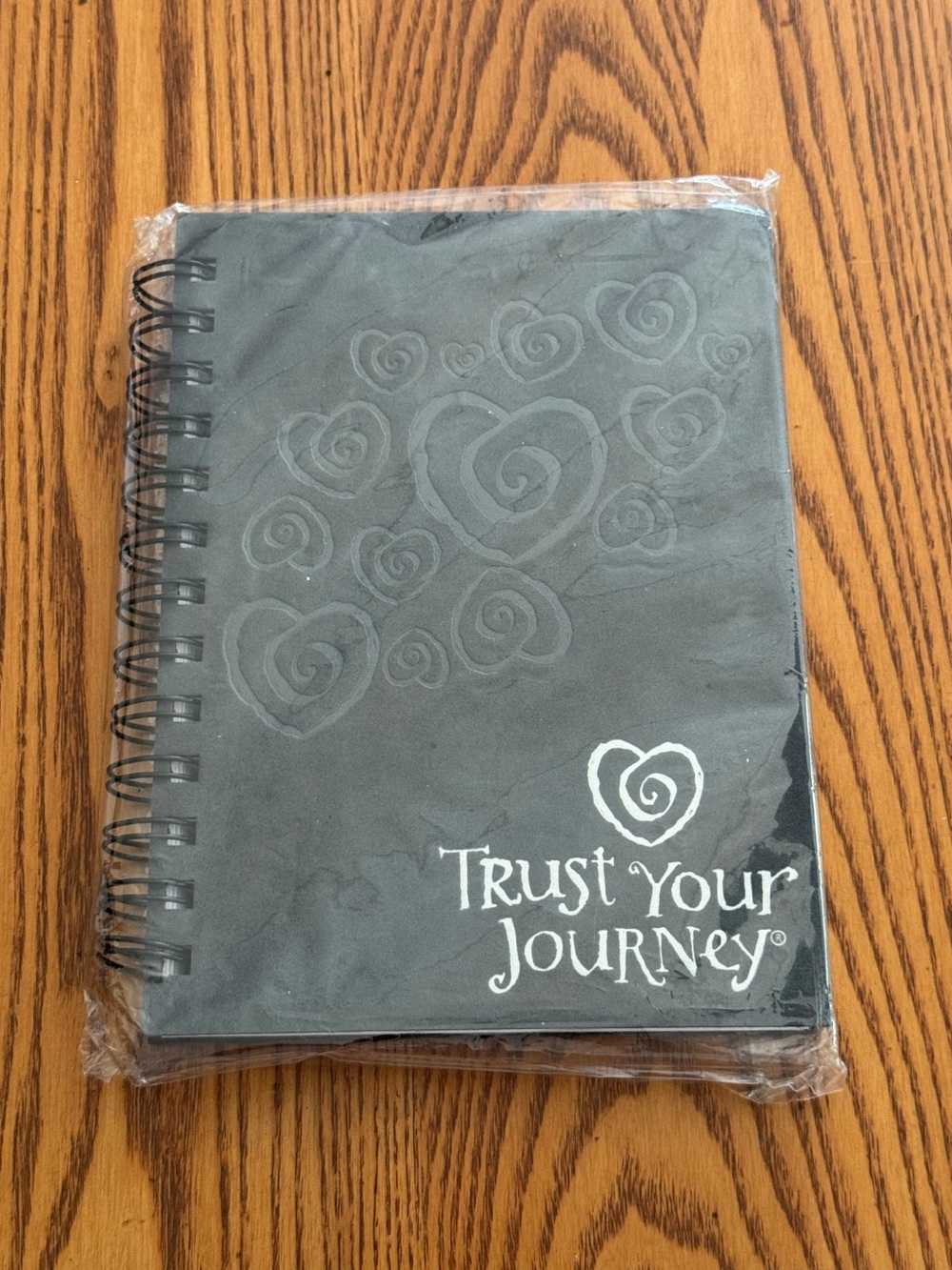 Trust Your Journey Spiral Journal - Black with Embossed Hearts NEW